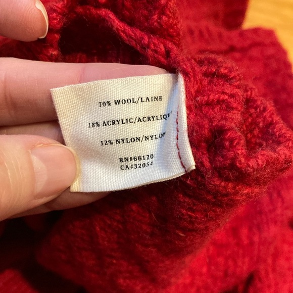 SPARROW S Red Cable Knit Wool Cape Sweater Knit Scarf Lagenlook Anthropologie - Picture 5 of 9